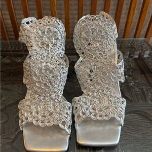 Pedro Anton Elegant Silver Women's Sandals EUC